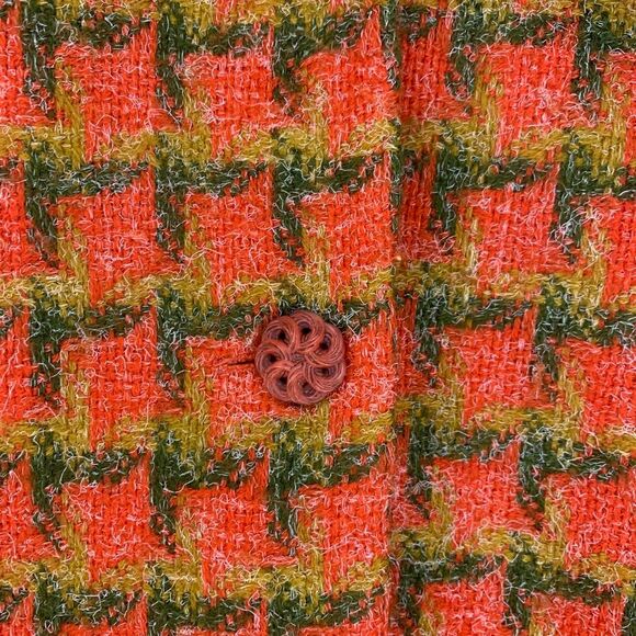 VTG Schiaparelli Paris Orange Green Jacket Coat Boxy Fit Glam Glamour Preppy - Picture 4 of 5